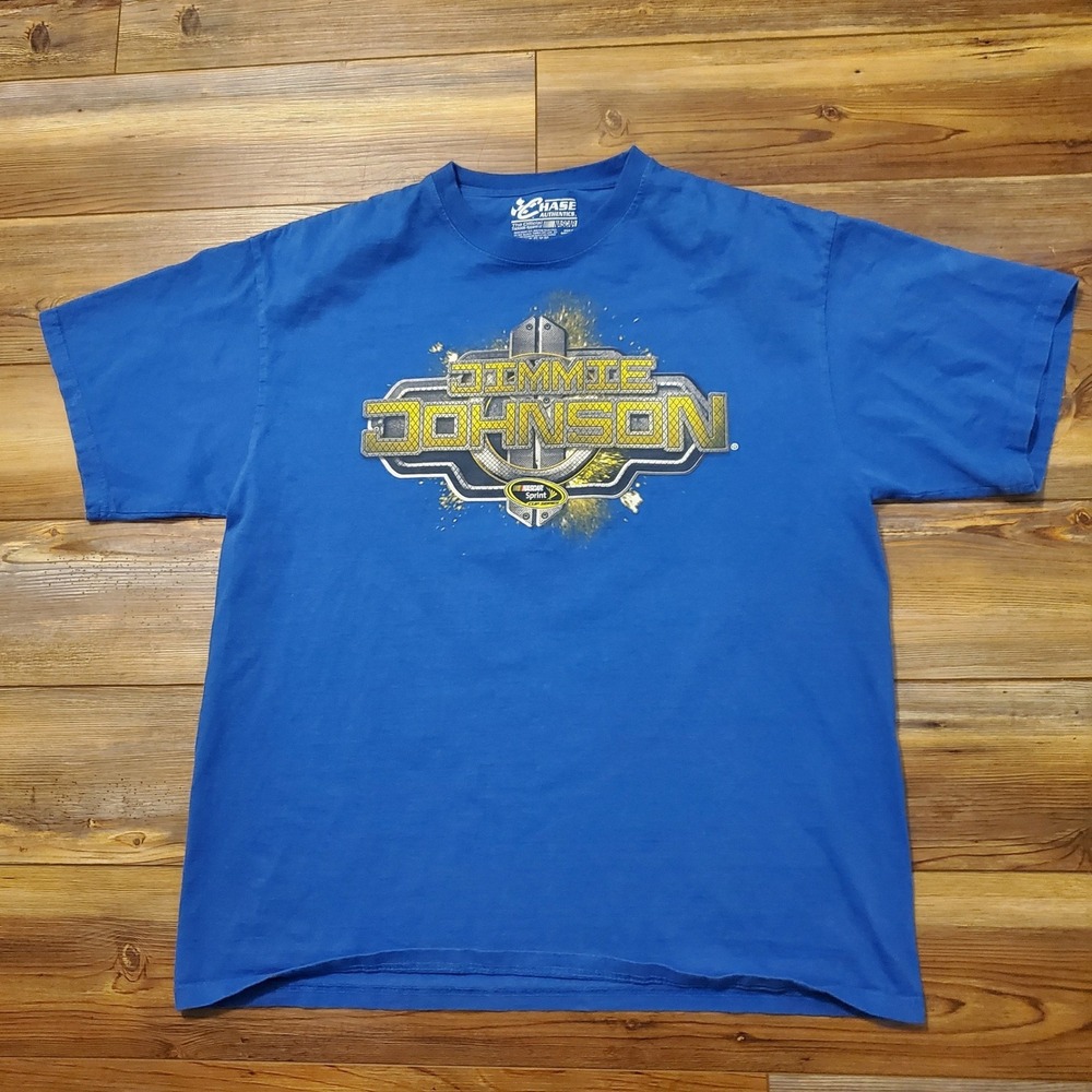 Chase Authentics Jimmie Johnson NASCAR 2014 Schedule T-Shirt Mens XL Blue Racing